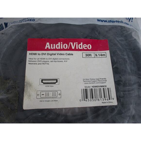 2 StarTech 30 ft HDMI to DVI-D Cables - M/M HDMIDVIMM30 - 1 New & 1 Used - Picture 2 of 4